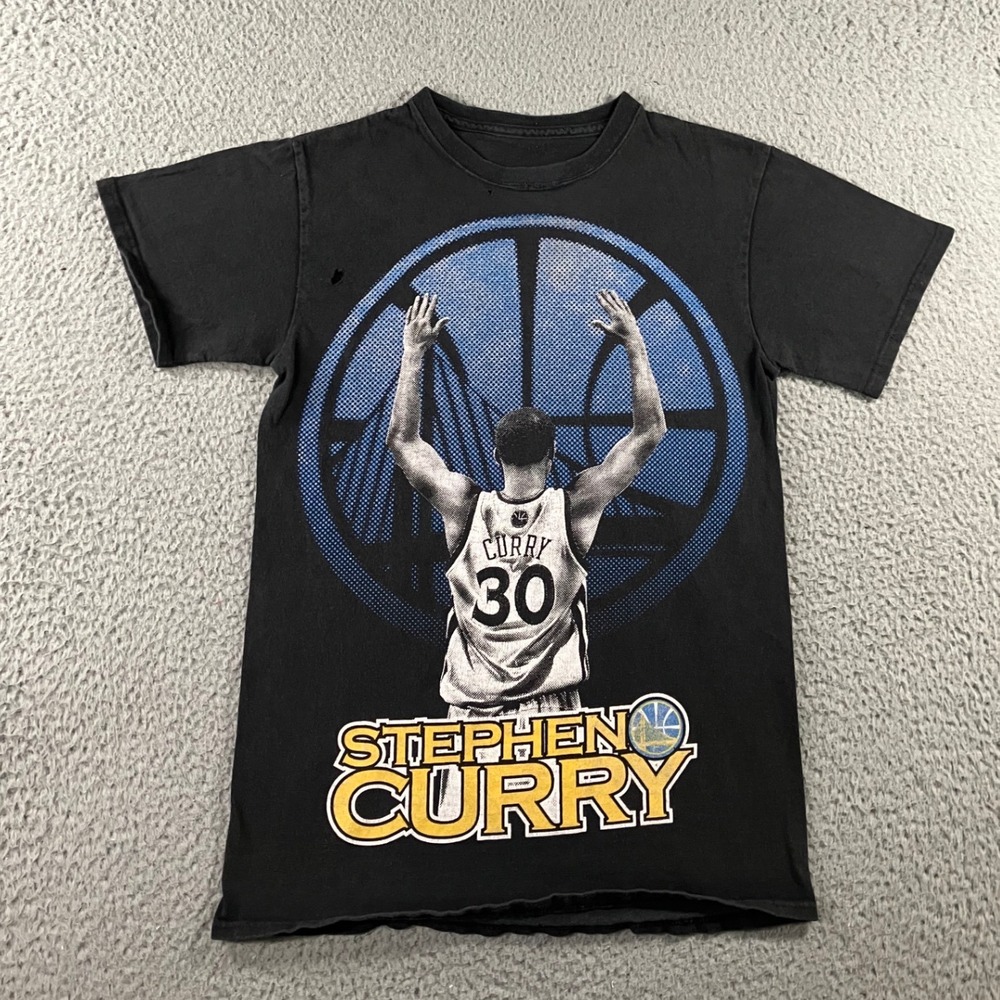 NBA Stephen Curry Golden State Warriors T Shirt Mens Small Black Distressed